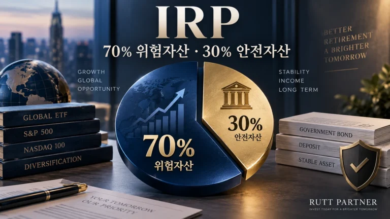IRP 계좌에서 위험자산 70%와 비위험자산 30%가 균형을 이루는 퇴직연금 자산배분 이미지