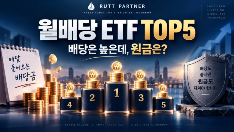 국내 고분배 월배당 ETF 순자산 TOP5와 배당을 받는 동안 원금이 유지되는지를 질문하는 대표 이미지